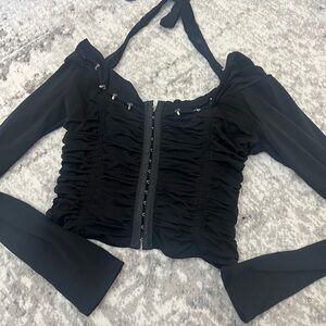 Black long-sleeve going out top